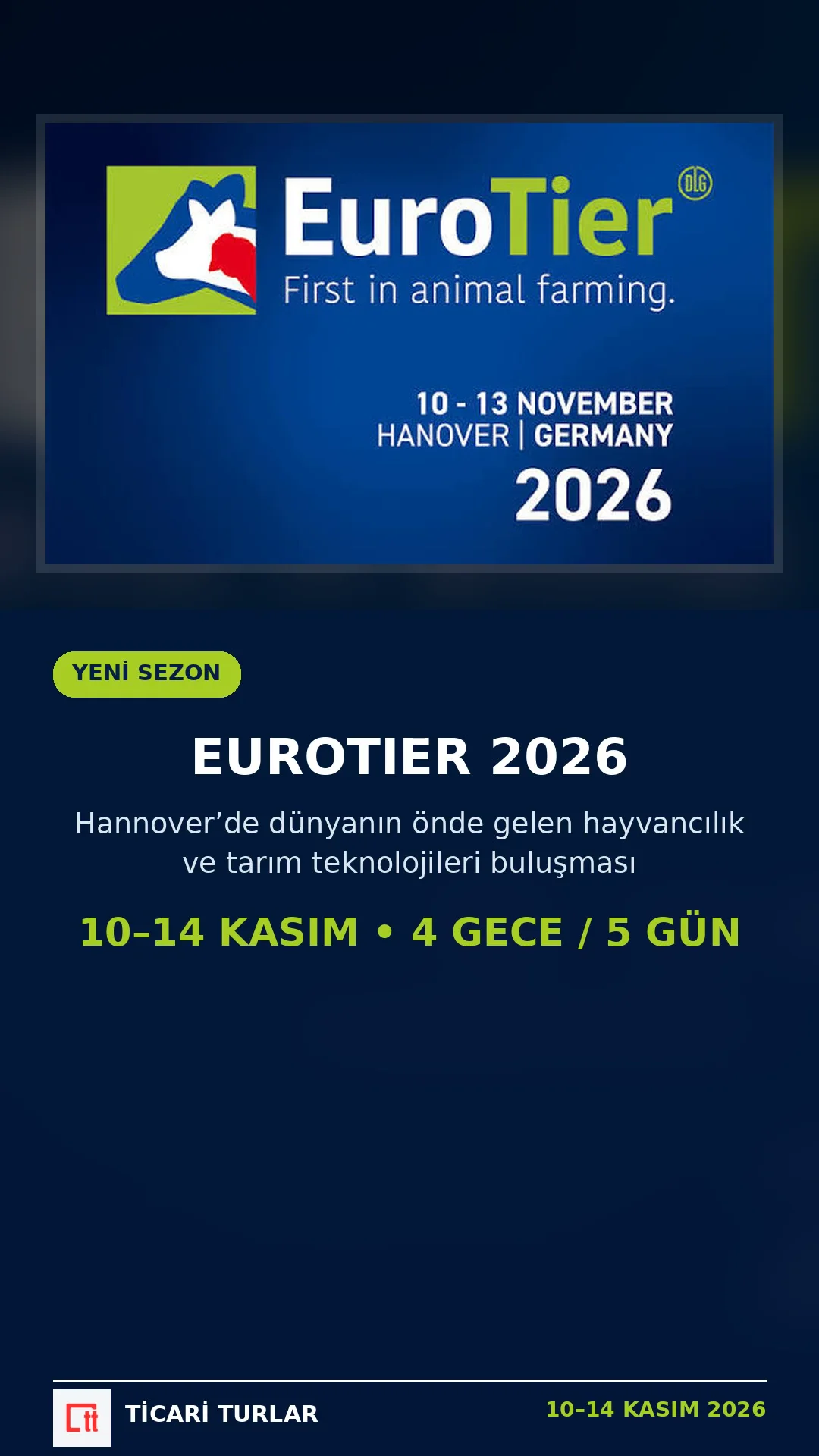 EuroTier 2026, Hamburg ve Hannover, Almanya